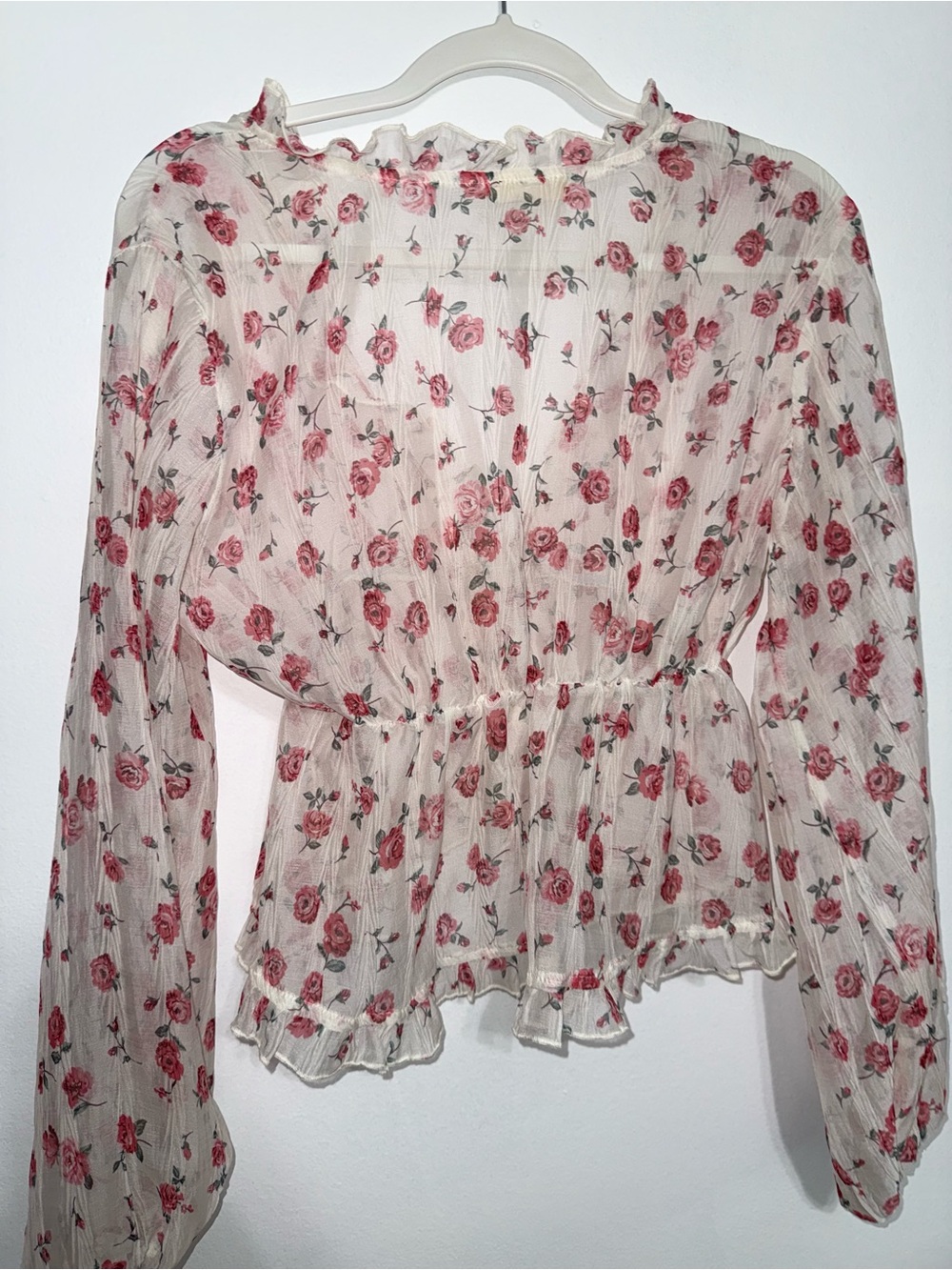 Love Notes Sheer Floral Ruffle Blouse - Picture 5 of 5